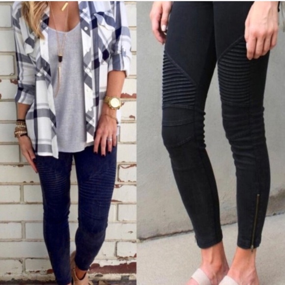 Black Chic Stretchy Moto Pants - Picture 5 of 5